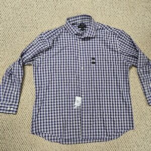 NWT Pronto Uomo Slim Fit Purple Gray Plaid Dress Shirt Mens Sz 19-34/35